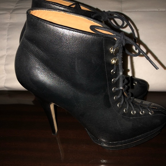 Leather Stiletto Booties - Picture 2 of 4